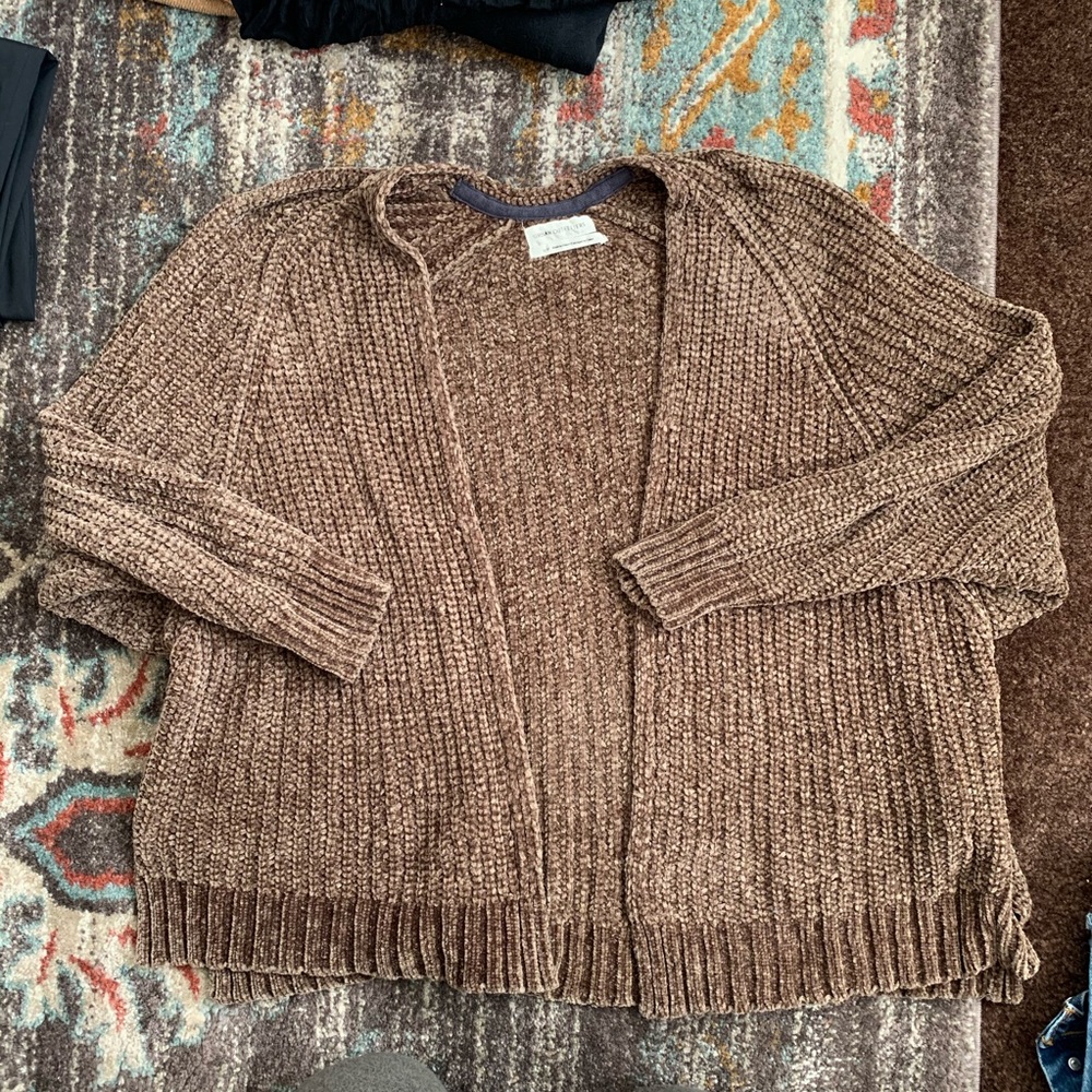 Olive chenille boyfriend cardigan